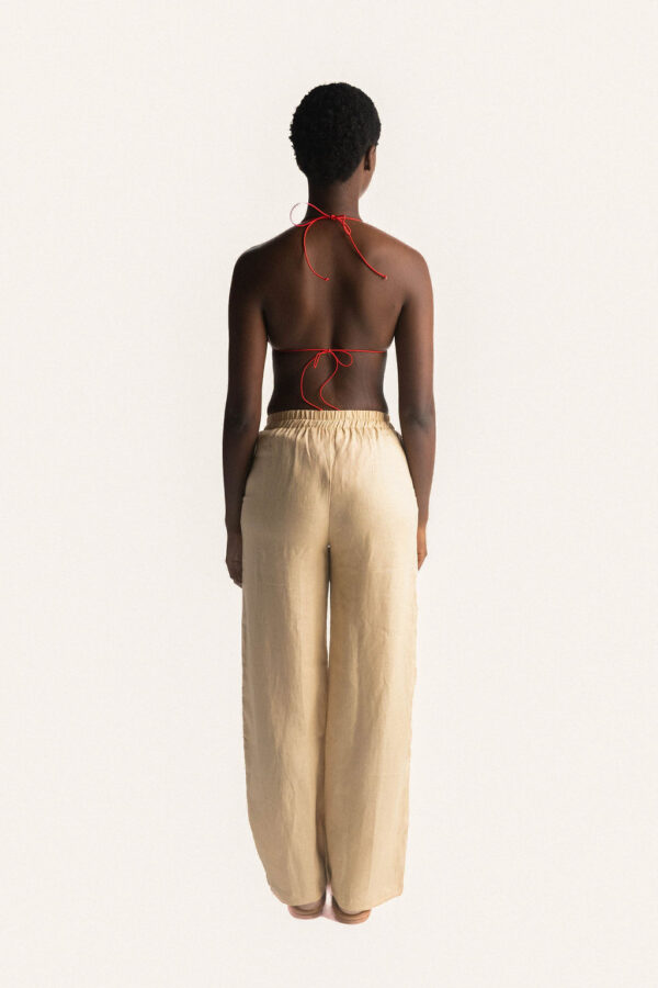 Alternative view of RAFFIA LINEN CAMEL PANT